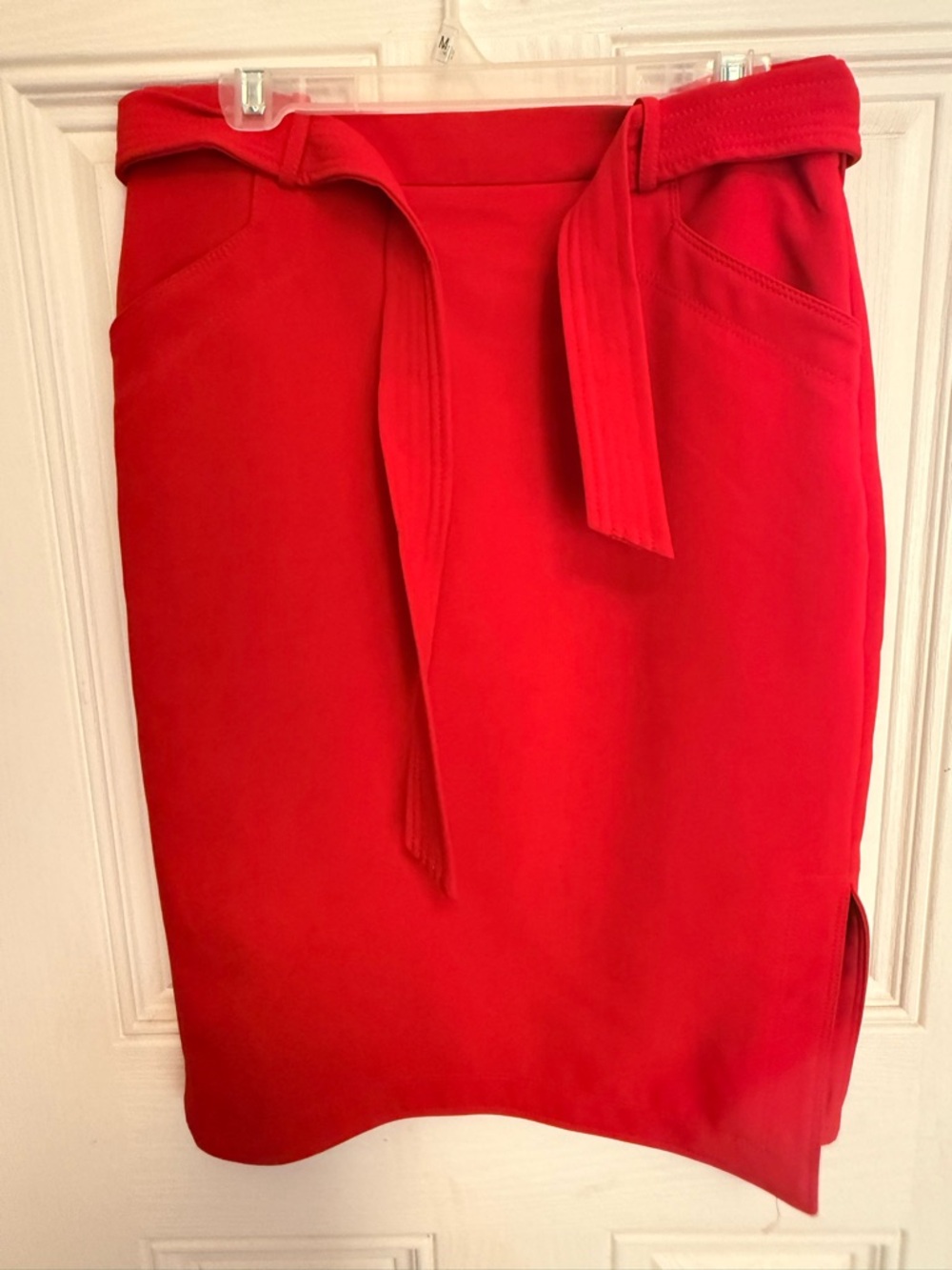 Red Tie-Waist Pencil Skirt - Women